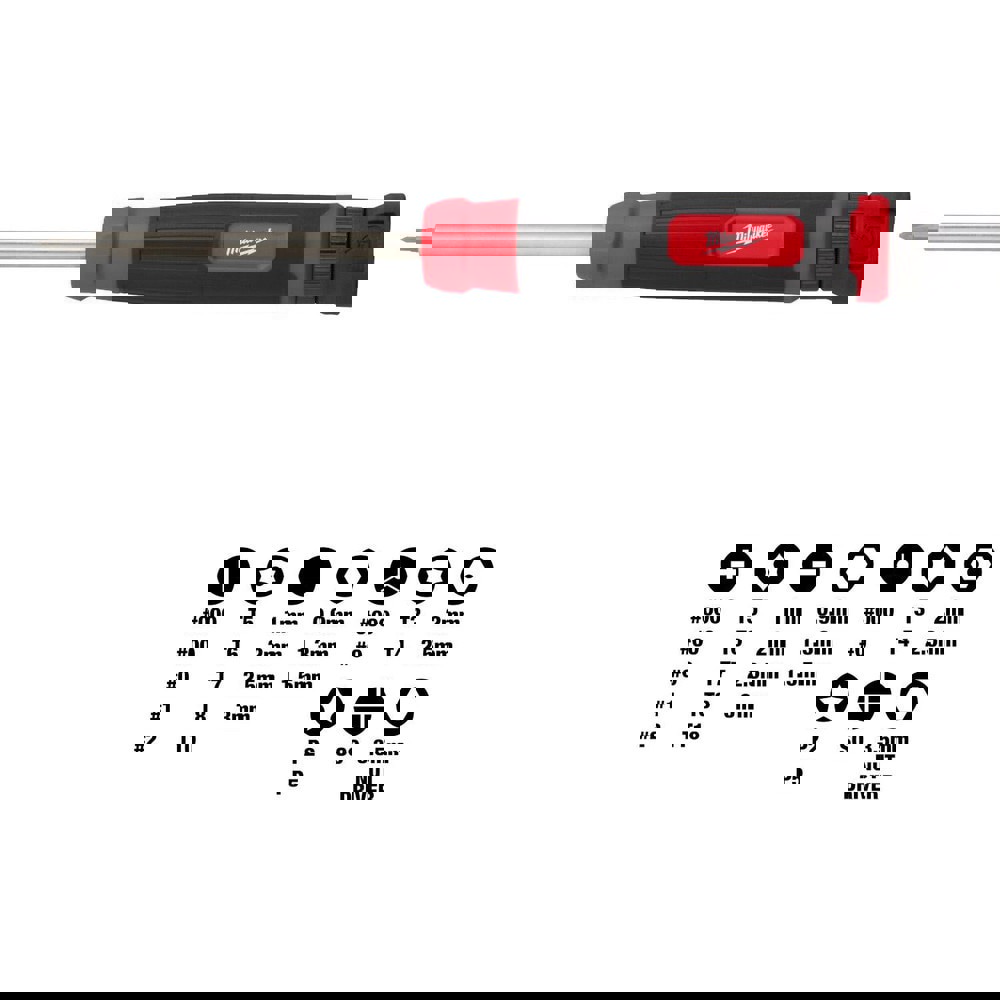 Bit Screwdrivers; Type: Combination ; Tip Type: Phillips; Slotted; Torx; Hex ; Drive Size (TXT): 1/4 in; 3/8 in; 1/2 in ; Shaft Length: 2.7500 ; Handle Type: Non-Slip Grip ; Overall Length (Decimal Inch): 8.17